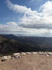 Beautiful landscape from top of a Mountain of the beautiful coastal Costa Brava Mediterranean Sea landscape