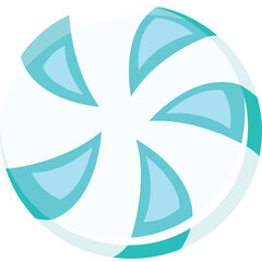 Abstract Swirling Circular Pattern With Light Blue Teal Geometric Shapes On A White Transparent Background