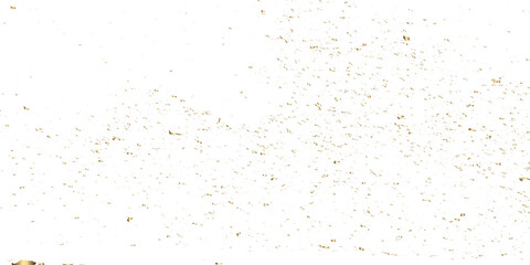 Abstract doted and confetti golden glitter particles splatter on transparent background. Luxury golden glitter confetti that floats down falling bokeh celebration background.	