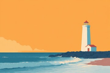 Lighthouse with a storm approaching over the sea