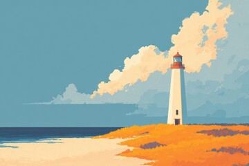A group of lighthouses on a coastline