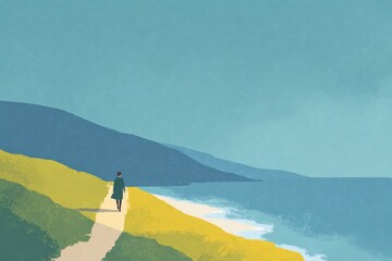 A person walking through an empty modern museum