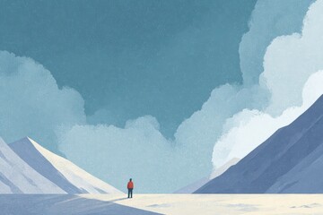 Man looking at a vast waterfall in nature