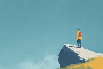 Minimalist farm landscape with rolling hills