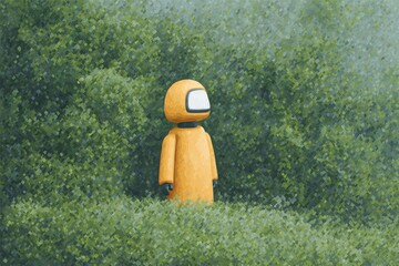 A robot lost in a maze or labyrinth