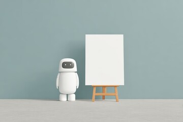 A tiny robot on a large green leaf