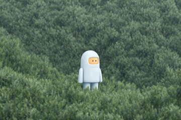 A robot sitting around a campfire with animals