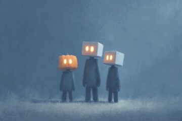 A curious robot exploring a dense forest