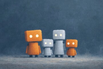 A robot running from a big scary monster (shadow)