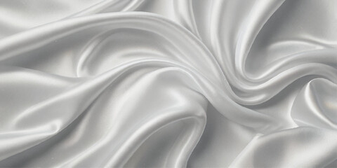 Obraz premium Luxurious close-up of a white satin fabric. A close-up view of a rich, deep white satin fabric, showcasing its smooth, flowing texture. 