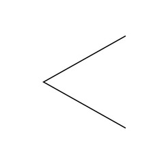 Two diagonal lines meeting at a point forming an angle on a white background simple geometric design art