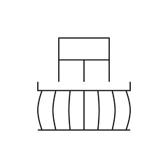 Illustration of a piston above a series of curved lines contained between two straight lines design