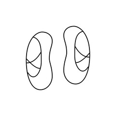 Two stylized kidney bean shapes with curved lines inside in a simple black and white line drawing style
