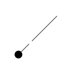 A simple illustration of a black circle connected to a broken line on a plain white background design element