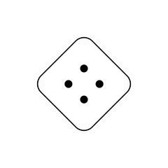 A simple illustration of a rounded square shape containing four black dots arranged in a square pattern inside