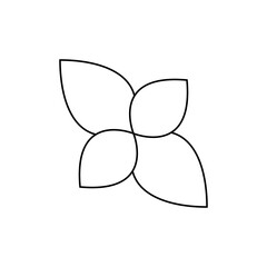 Abstract flower design with four petals arranged in a circular pattern using simple black outlines