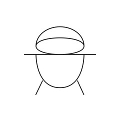 Illustration of a simple black and white barbecue grill with a dome shaped lid and three legs design outline