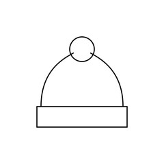 Illustration of a winter hat with a pom pom on top and a brim at the bottom in a simple line drawing