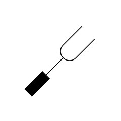 Illustration of a roasting fork with a black rectangular handle and two pronged end on a white background