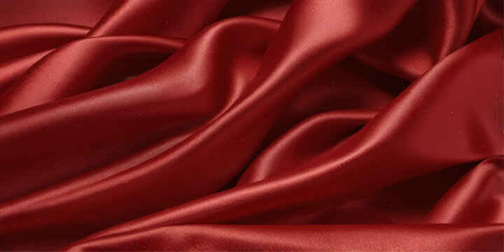 red satin silk, elegant fabric for backgrounds, beautiful red textile cloth background. detail of wavy red silk fabric background.
