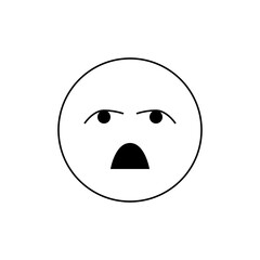 A simple drawing of a surprised face with round eyes and a wide open mouth on a white background design image