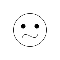 Simple drawing of a white circular face with black eyes and a slightly frowning mouth line expression face