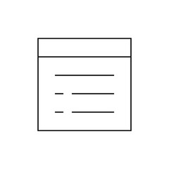 Illustration of a rectangular notepad with a header and three lines of text on a white background view