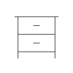 Illustration of a simple two drawer dresser with minimalist design and clean lines on a white background