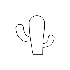 Illustration of a saguaro cactus with two arms in a simple black outline on a white background design