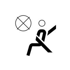 Illustration of a person with a seatbelt and a crossed out circle on a white background design