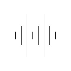 A simple illustration of vertical lines of varying heights symmetrically arranged on a white background