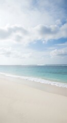Fototapeta premium Serene Beach Scene - White Sand, Turquoise Water, and Cloudy Sky.