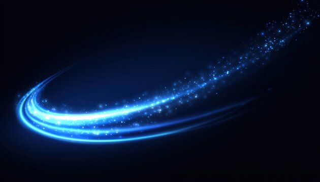 Everyday Glowing Blue Comet Effect: Semicircular Wave And Swirling Light Trail With Shiny Optical Features