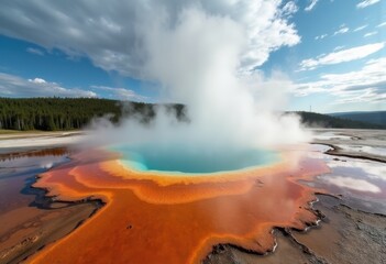 Dynamic Geyser Basin Steaming Hot Springs Bubbling Vents Vapor Mist Natural Instincts