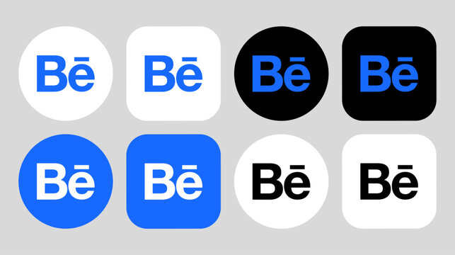 Behance logo icon vector set.
