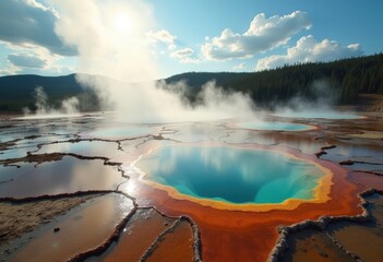 Geyser Basin Steaming Hot Springs Outdoors Geothermal Pools Scenery