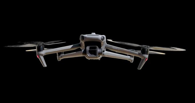 Front View of a UAV Drone In Flight with Alpha Channel - Transparent background.