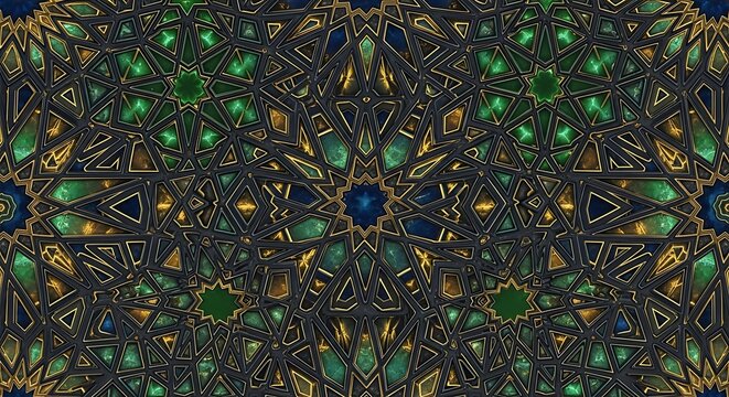 Intricate Dark Green and Gold Abstract Pattern Background. - Powered by Adobe