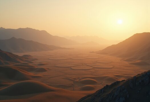 Flat Elevated Tableland Plateau Wonder Capturing Vastness and Unique Geometric Patterns Under Gentle Sky