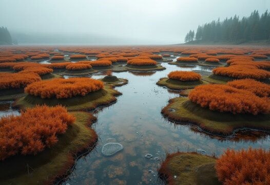 Unique Alkaline Peat Wetland Ecosystem Mysterious Wilderness Habitat Marsh