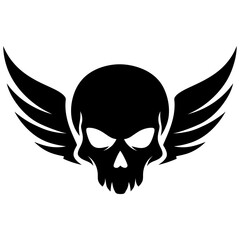 Fototapeta premium Vector Art Minimalistic Skull and Wings Biker Emblem for Tattoo and Logo Design