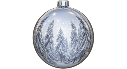Snowy forest scene ornament: winter magic captured in glass sphere