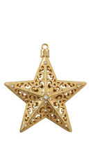 Fototapeta premium Intricate gold star christmas ornament with jewel accents
