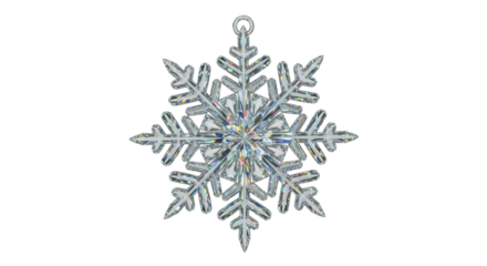 Intricate crystal snowflake ornament design with symmetrical patterns