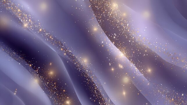 Elegant Lavender Waves with Golden Sparkle Background