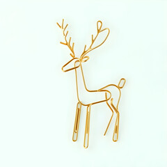Minimalist Golden Wire Reindeer and Pine Trees