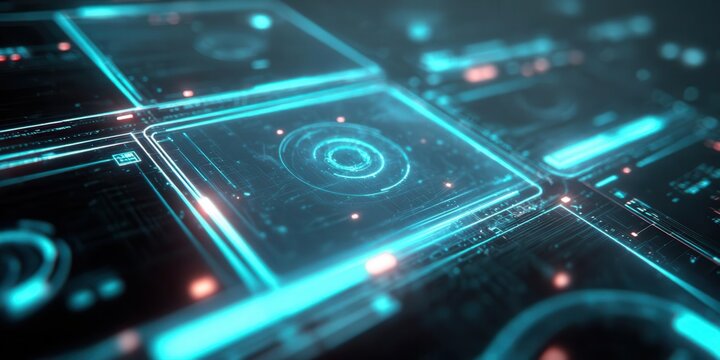 Futuristic Digital Interface Glowing Circuitry Abstract Design