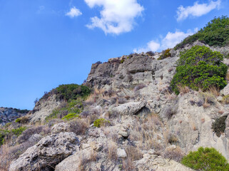Stunning Rocky Landscape Beneath an Expansive Clear Blue Sky Perfect for Exploration and Adventure