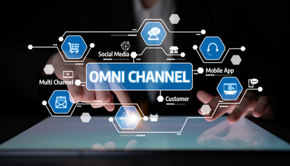 A modern depiction of a digital omni channel strategy highlighting the importance of customer interaction through various platforms and technologies in the business landscape. Tessel