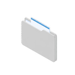 Gray Isometric Folder Icon with Blue Document Tab Transparent Background Digital Graphic Illustration